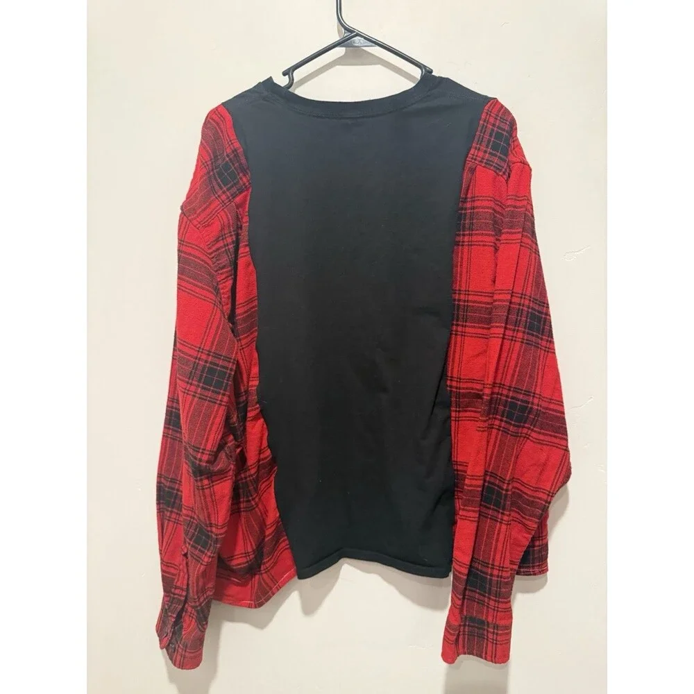 Reworked Upcycle Grunge Oversize A Day To Remember Flannel Sweater L/XL - Picture 2 of 4